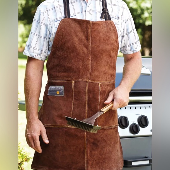 Outset Brown Leather/Suede BBQ Grill Apron NWT